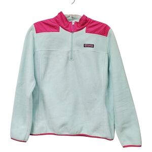 Vineyard Vines Pullover Fleece 1/4 Zip Academia Dopamine Blue/green Pink M